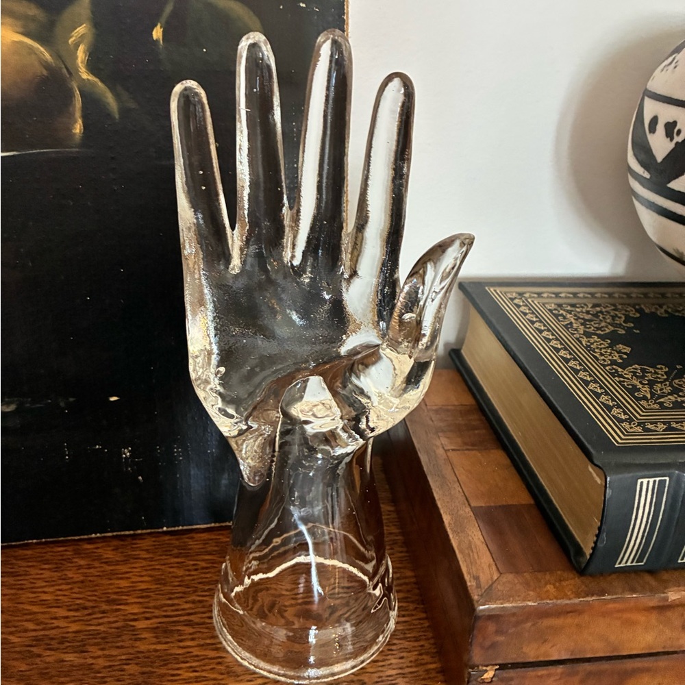 Vintage MCM Clear Glass Hand
